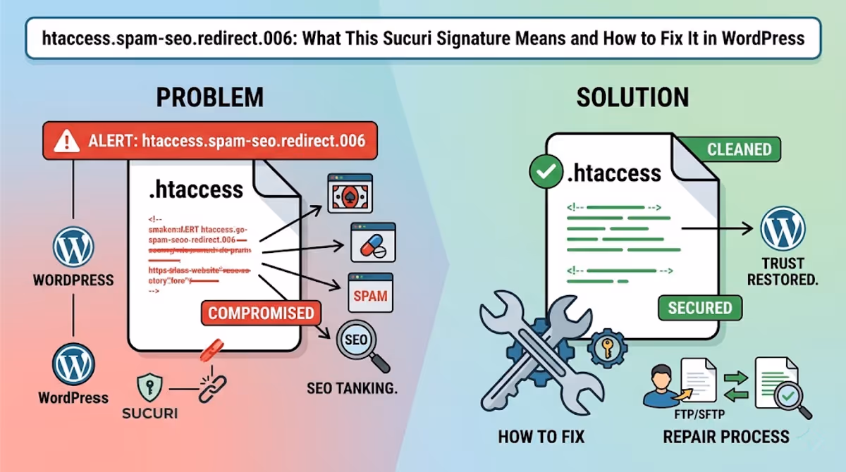 htaccess.spam-seo.redirect.006: What This Sucuri Signature Means and How to Fix It in WordPress